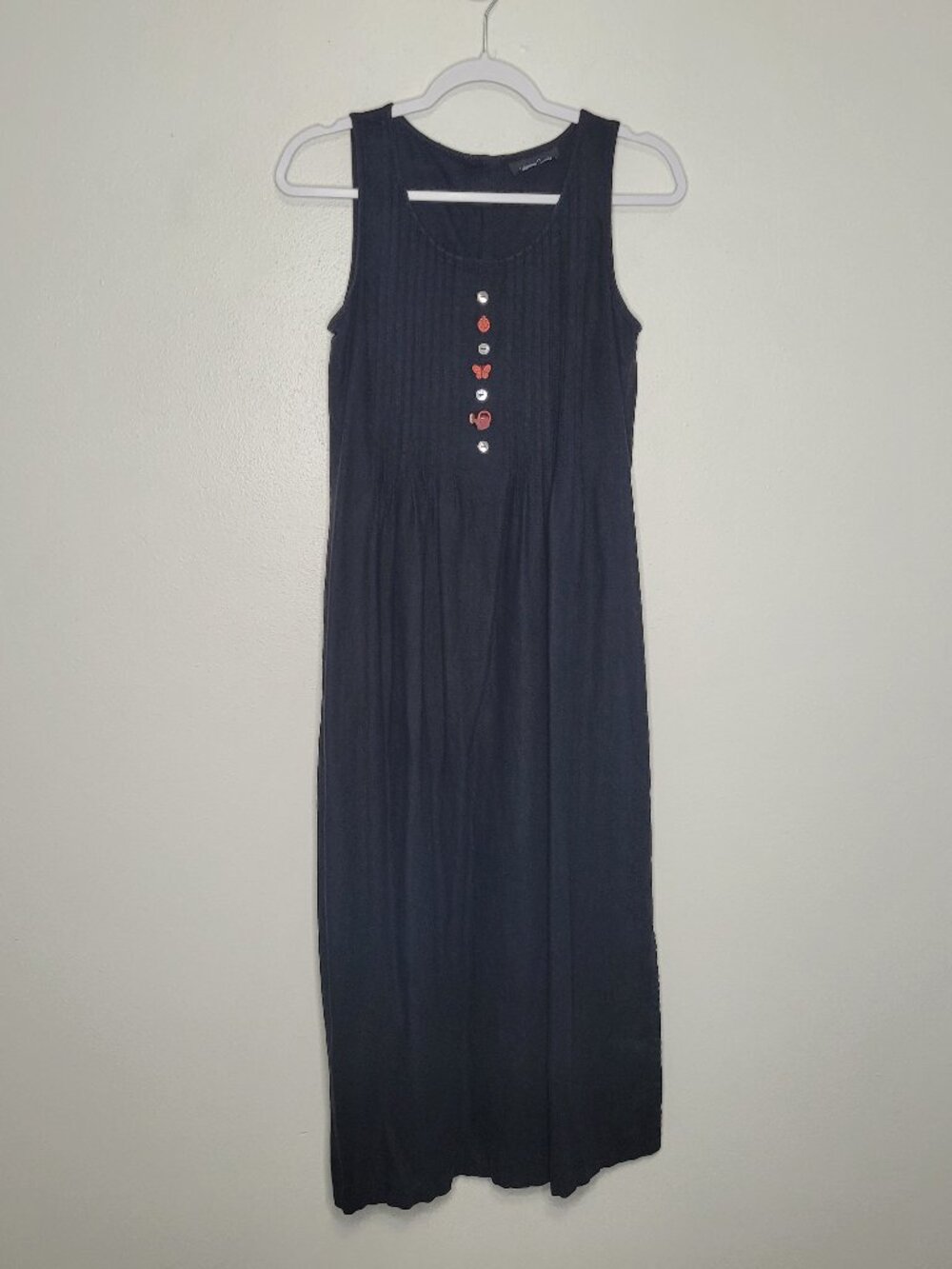 Positive Attitudes black partial button front side slit midi maxi dress